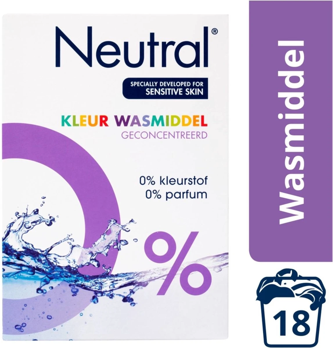 Neutral 0% Kleur Parfumvrij Waspoeder - 18 Wasbeurten - 1,188 Kg - Wasmiddel