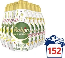 Robijn Klein & Krachtig Wit Floral Morning Vloeibaar Wasmiddel - 8 X 19 Wasbeurten - Voordeelverpakking -Beste Wasserie Winkel 1200x1073