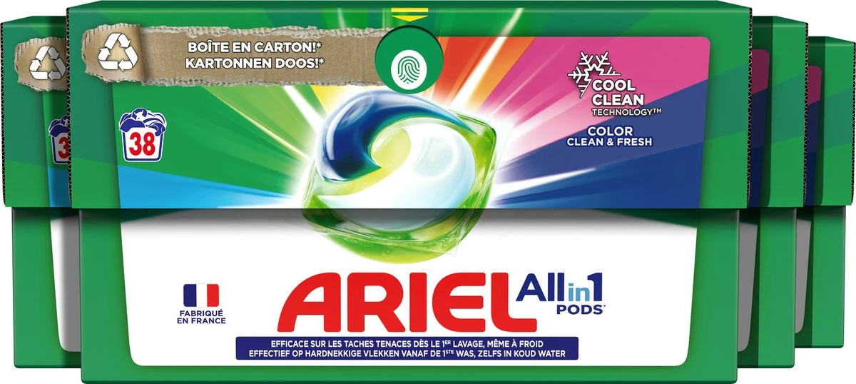 Ariel All In 1 Wasmiddel Pods - Kleur - 4 X 38 Wasbeurten - Voordeelverpakking 3 Ariel All In 1 Wasmiddel Pods - Kleur - 4 X 38 Wasbeurten - Voordeelverpakking