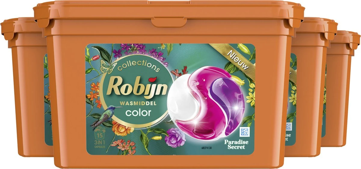 Robijn Paradise Secret 3 In 1 Wascapsules - 4 X 15 Wasbeurten - Voordeelverpakking 4 Robijn Paradise Secret 3 In 1 Wascapsules - 4 X 15 Wasbeurten - Voordeelverpakking - Afbeelding 2