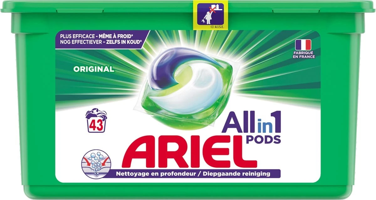 Ariel All In 1 Wasmiddel Pods - Original Wit - 3x43 Wasbeurten - Voordeelverpakking 3 Ariel All In 1 Wasmiddel Pods - Original Wit - 3x43 Wasbeurten - Voordeelverpakking