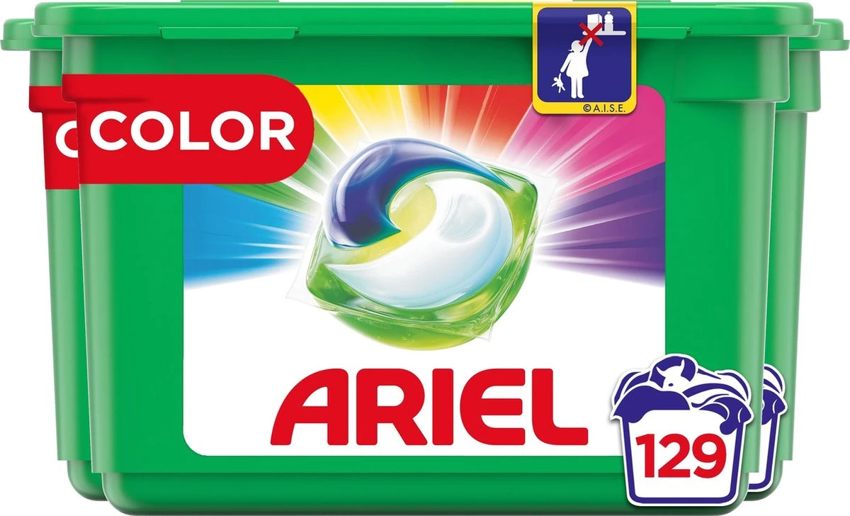 Ariel All In 1 Wasmiddel Pods Kleur Color - 3x43 Wasbeurten - Voordeelverpakking 3 Ariel All In 1 Wasmiddel Pods Kleur Color - 3x43 Wasbeurten - Voordeelverpakking