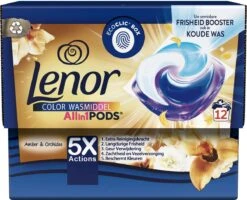 Lenor All In 1 Pods Amber & Orchidee - Waspods - 4 X 12 Wasbeurten Voordeelverpakking -Beste Wasserie Winkel 1200x973