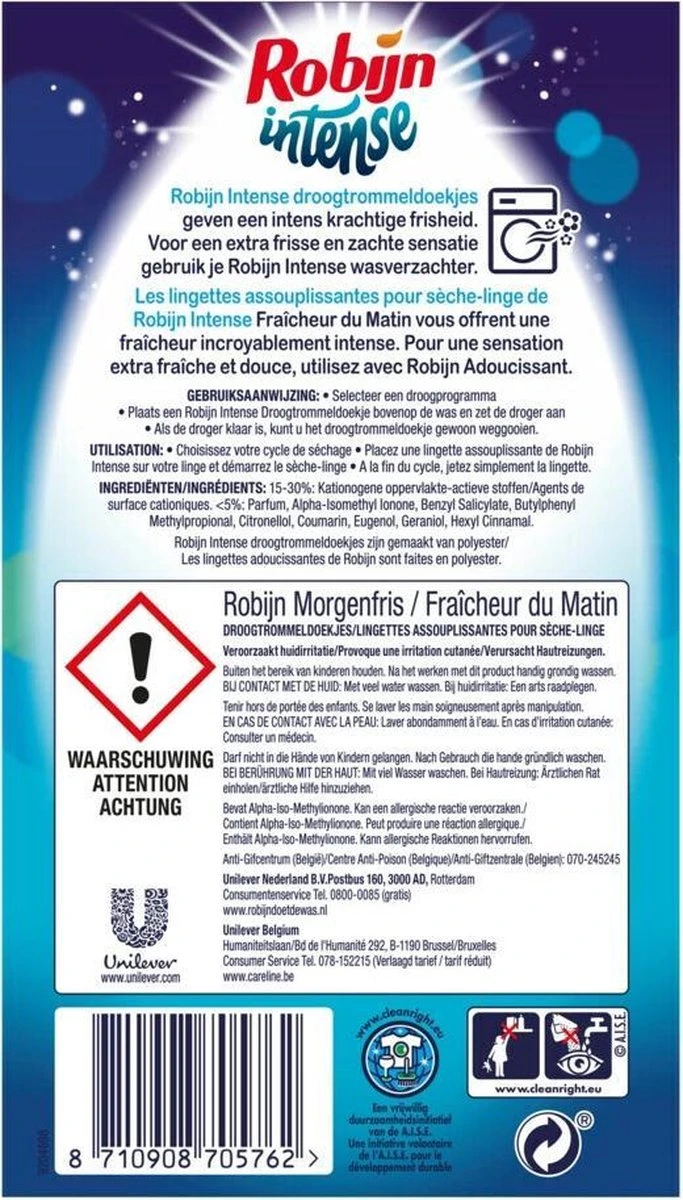 Robijn Intense Morgenfris Droogtrommeldoekjes - 9 X 20 Stuks - Voordeelverpakking 8 Robijn Intense Morgenfris Droogtrommeldoekjes - 9 X 20 Stuks - Voordeelverpakking - Afbeelding 6